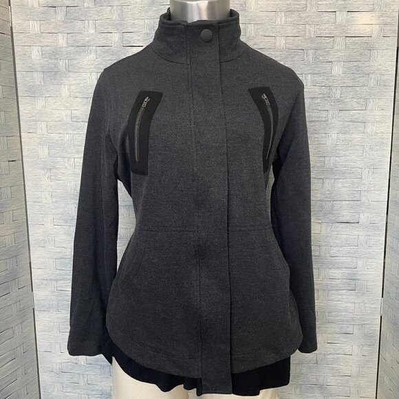 Cabi Jacket Womens Small Charcoal Gray Zip Front with Mesh Back Detail and Belt - Picture 1 of 9